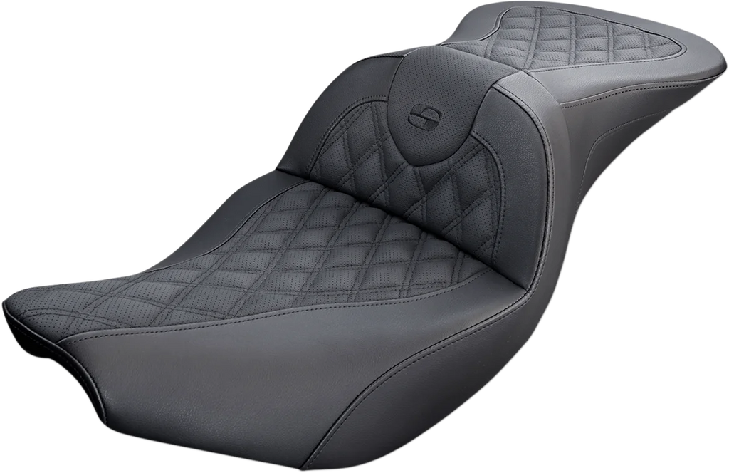 Saddlemen RoadSofa™ Seat - with Backrest - Lattice Stitch - Silver Stitch - FLTR/FLHX '23-'24 823-07-182B5