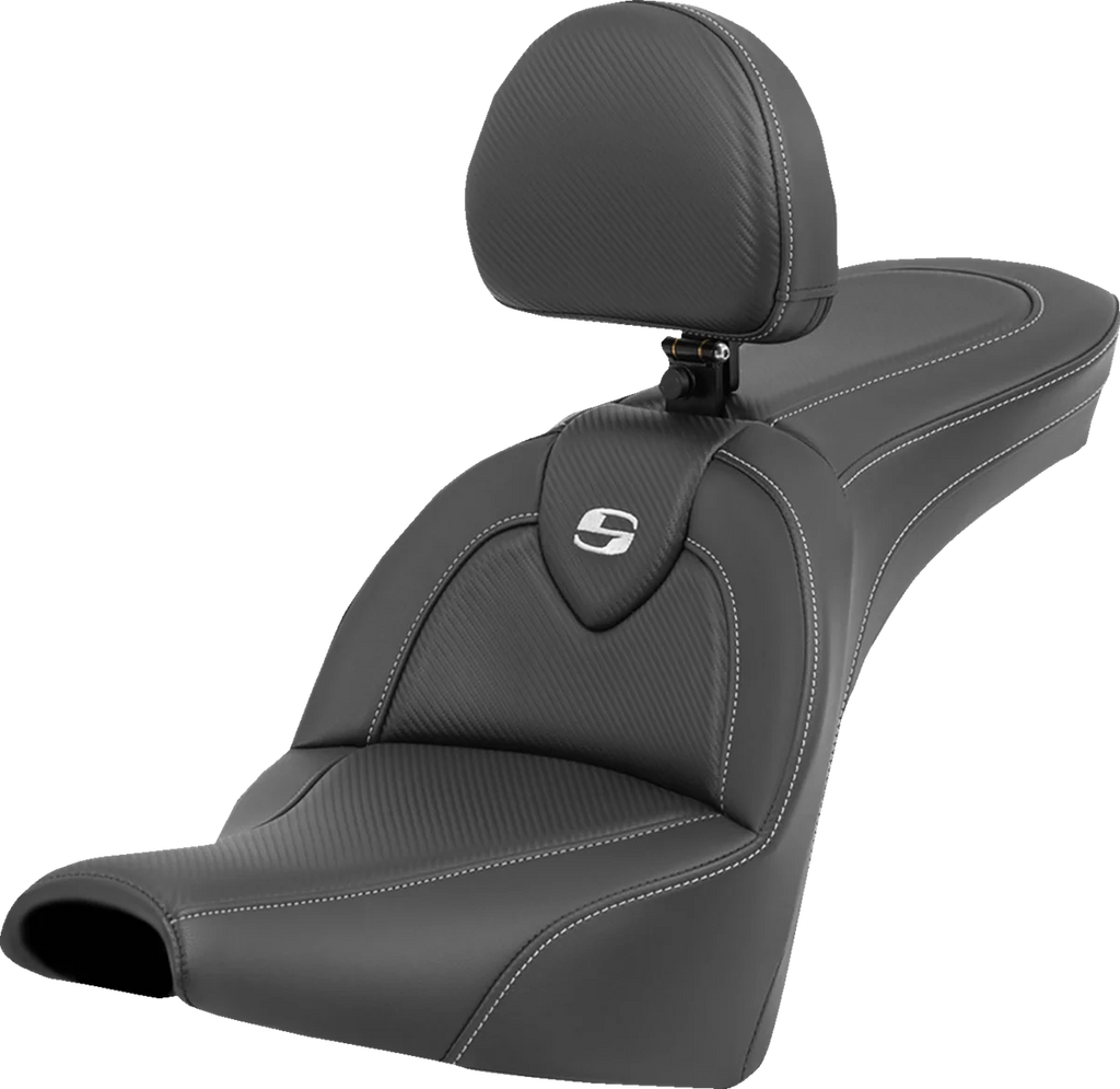 Saddlemen Roadsofa™ Carbon Fiber Seat - Carbon Fiber - with Backrest - FXBB/FXST '18-'23 818-30-185BR - Main Product View