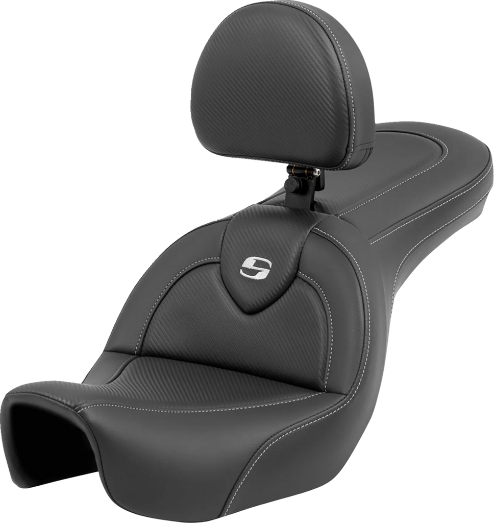 Saddlemen Roadsofa™ Carbon Fiber Seat - Carbon Fiber - with Backrest - FXD '06-'17 806-04-185BR - Main Product View