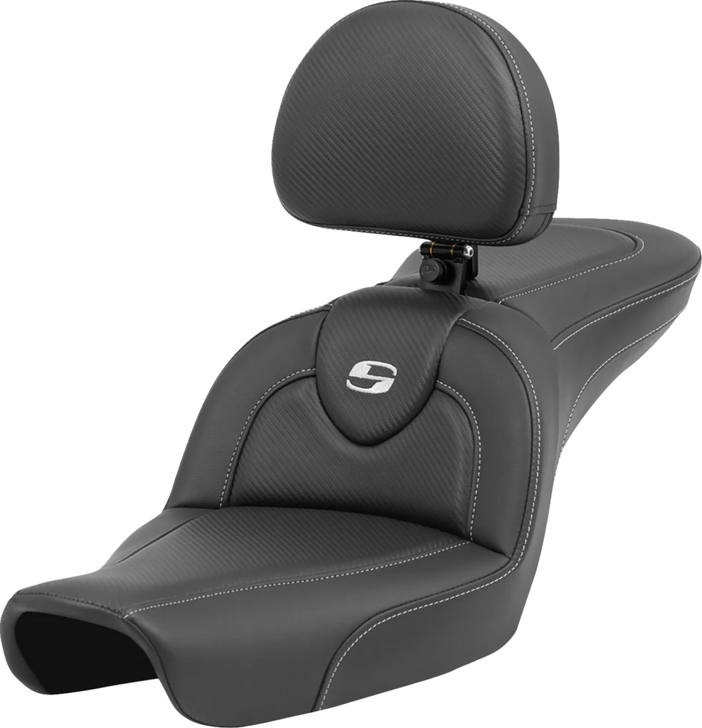 Saddlemen Roadsofa™ Carbon Fiber Seat - Carbon Fiber - with Backrest - FXD '96-'03 896-04-185BR - Main Product View