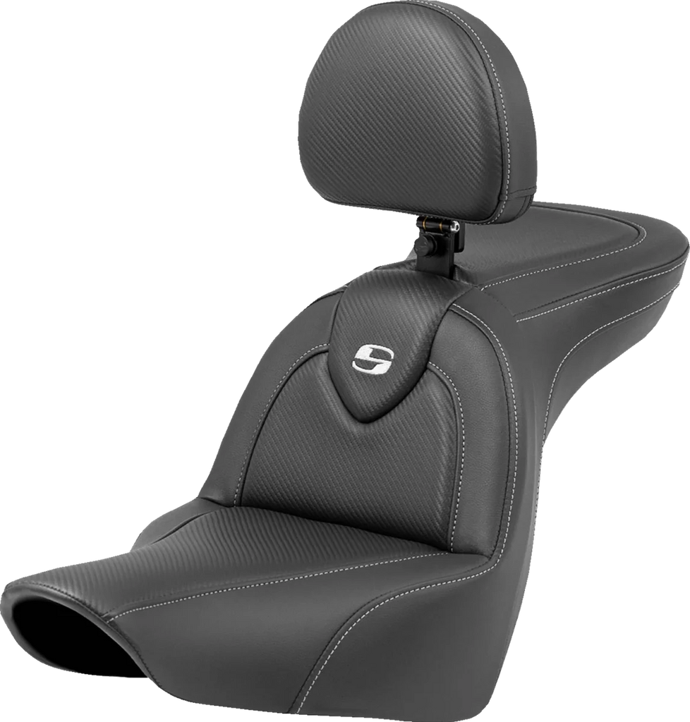 Saddlemen Roadsofa™ Carbon Fiber Seat - Carbon Fiber - with Backrest - FXLR/FLSB '18-'23 818-29-185BR - Main Product View