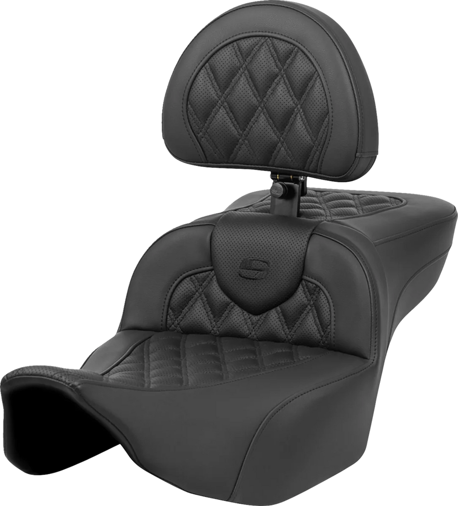 Saddlemen Roadsofa™ Extended Reach Seat - Lattice Stitch - with Backrest - FL '23-'24 823-07-184BR - Main Product View