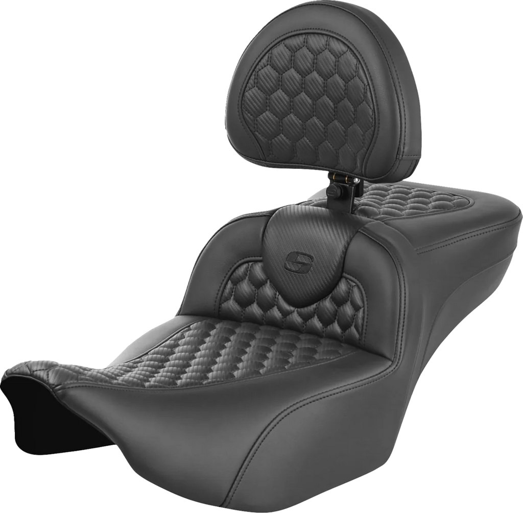 Saddlemen Roadsofa™ Extended Reach Seat - with Backrest - Honeycomb - FLTR/FLHX '23-'24 823-07-190B0 - Main Product View