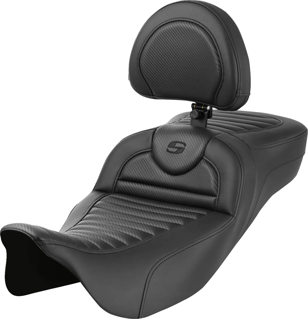 Saddlemen Roadsofa™ Extended Reach Seat - with Backrest - Tuck-n-Roll - Carbon Fiber 808-07B-205B0 - Main Product View