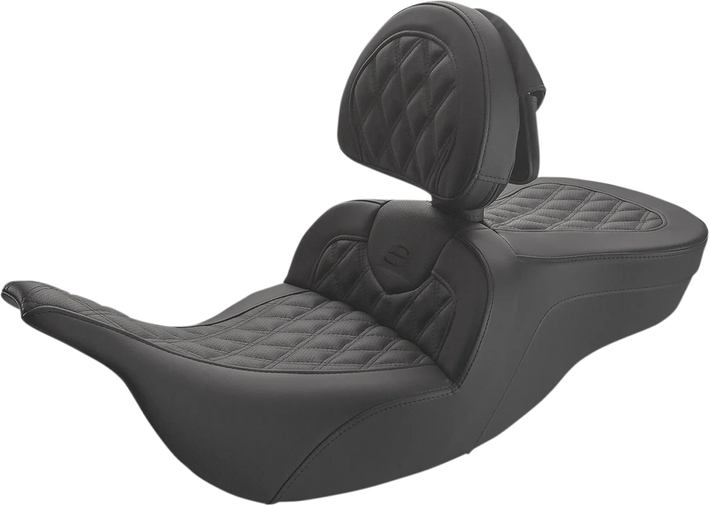 Saddlemen Roadsofa™ Lattice Stitched Seat - w/ Driver Backrest - Black 897-07-182BR - Main Product View