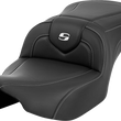 Load image into Gallery viewer, Saddlemen Roadsofa™ Seat - Carbon Fiber - Silver Stitch/Silver Logo - with Backrest - FL '23-'24 823-07-185BR - Side View