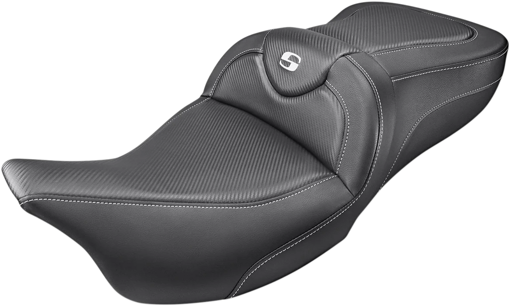 Saddlemen Roadsofa™ Seat - Carbon Fiber - with Backrest - '08-'23 FL 808-07B-185BR - Side View