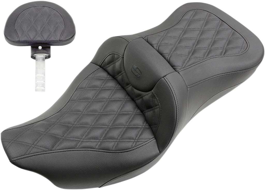 Saddlemen Roadsofa™ Seat - Full Lattice Stitch - with Backrest - FL '08-'23 808-07B-182BR - Main Product View