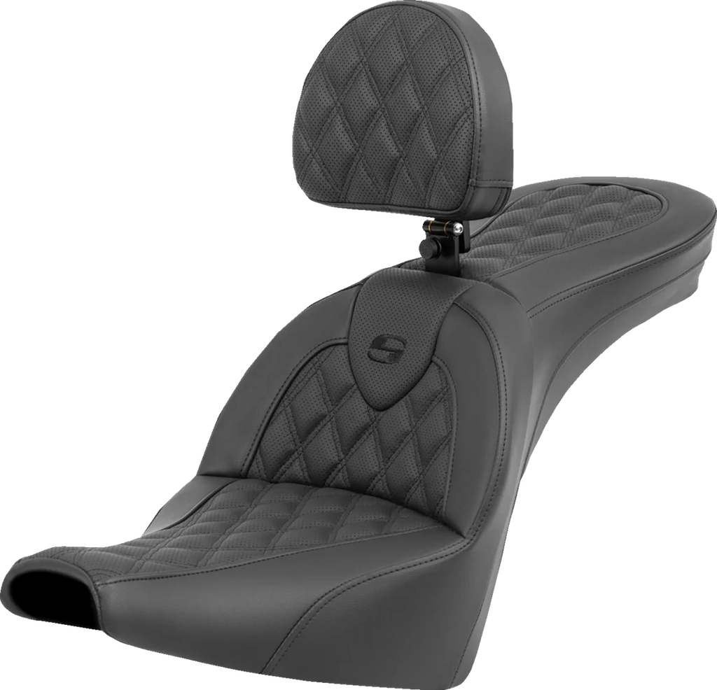 Saddlemen Roadsofa™ Seat - Lattice Stitch - with Backrest - FXBB/FXST '18-'23 818-30-182BR - Main Product View