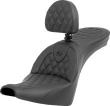 Load image into Gallery viewer, Saddlemen Roadsofa™ Seat - Lattice Stitch - with Backrest - FXBB/FXST '18-'23 818-30-182BR - Main Product View