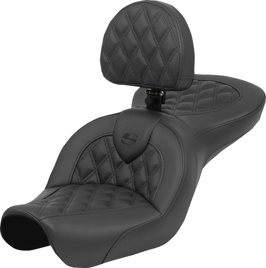 Saddlemen Roadsofa™ Seat - Lattice Stitch - with Backrest - FXD '04-'05 804-04-182BR - Main Product View