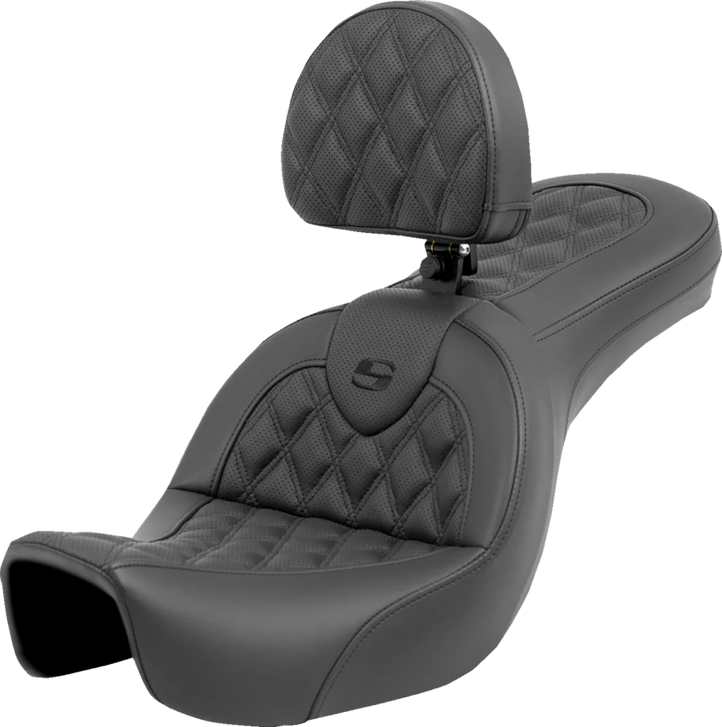 Saddlemen Roadsofa™ Seat - Lattice Stitch - with Backrest - FXD '06-'17 806-04-182BR - Main Product View