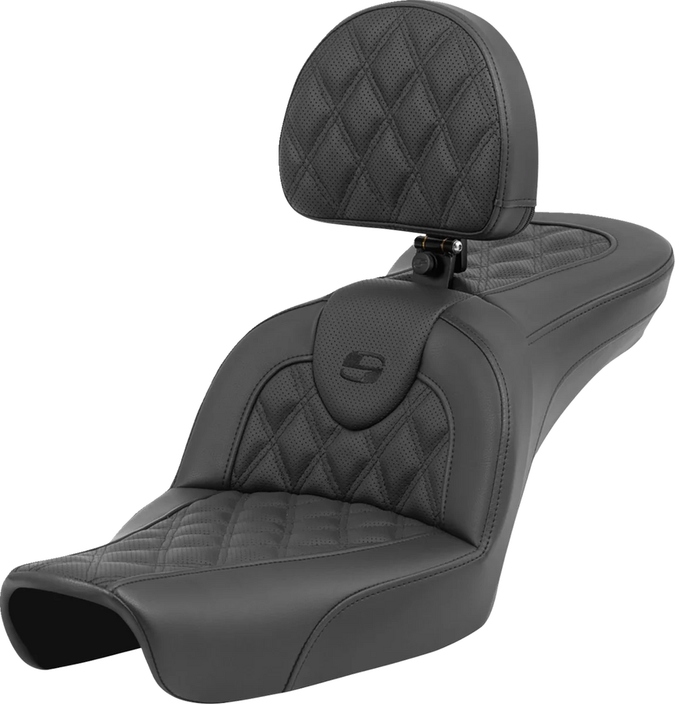 Saddlemen Roadsofa™ Seat - Lattice Stitch - with Backrest - FXD '96-'03 896-04-182BR - Main Product View