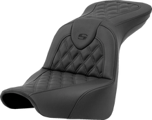 Load image into Gallery viewer, Saddlemen Roadsofa™ Seat - Lattice Stitch - with Backrest - FXD '96-'03 896-04-182BR - Side View