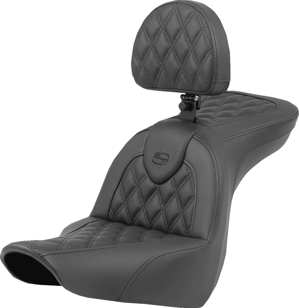 Saddlemen Roadsofa™ Seat - Lattice Stitch - with Backrest - FXLR/FLSB '18-'23 818-29-182BR - Main Product View