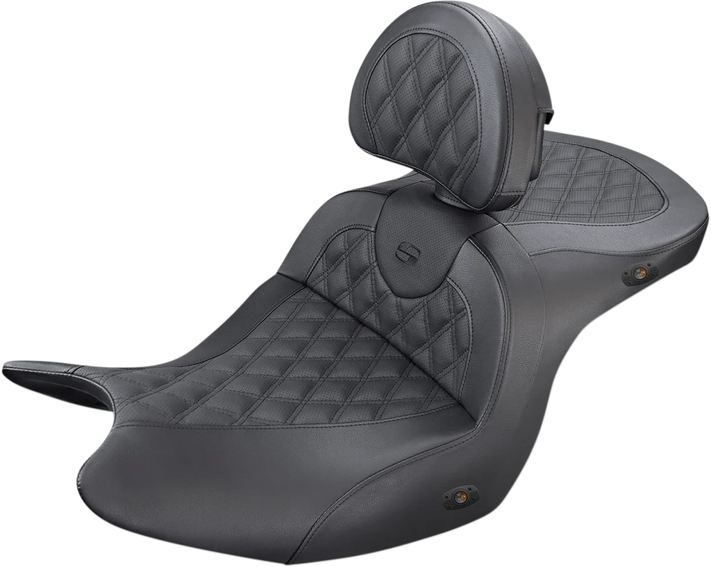 Saddlemen Roadsofa™ Seat - With Backrest - Full Lattice Stitch - Black - Heated - GL H18-07-182BRHCT - Main Product View