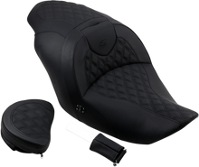 Load image into Gallery viewer, Saddlemen Roadsofa™ Seat - With Backrest - Full Lattice Stitch - Black - Heated - GL H18-07-182BRHCT - Side View