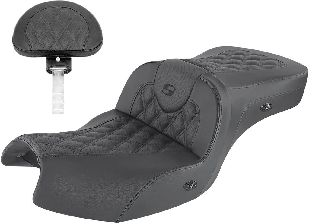 Saddlemen Roadsofa™ Seat - With Backrest - Full Lattice Stitch - Black - Heated - GL I20-06-182BRHCT - Main Product View