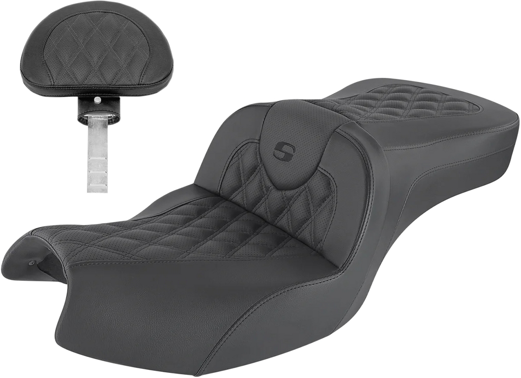 Saddlemen Roadsofa™ Seat - With Backrest - Full Lattice Stitch - Black - Indian I20-06-182BR - Main Product View