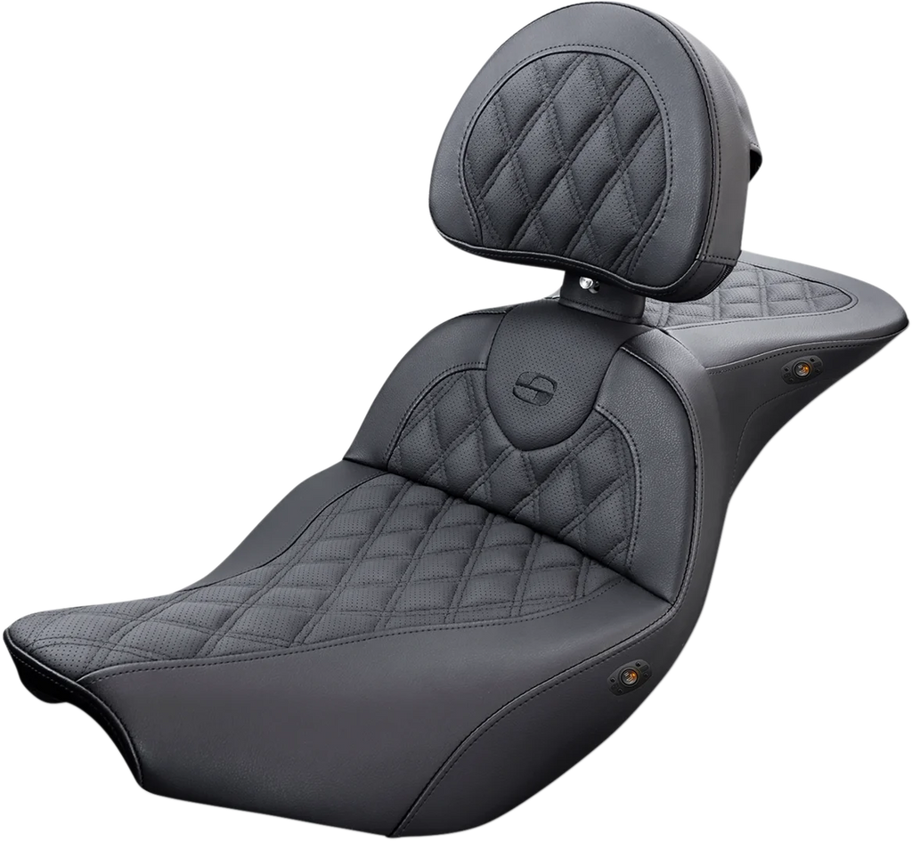 Saddlemen Roadsofa™ Seat - With Backrest - Full Lattice Stitch - Heated - Black - Indian I14-07-182BRHCT - Main Product View
