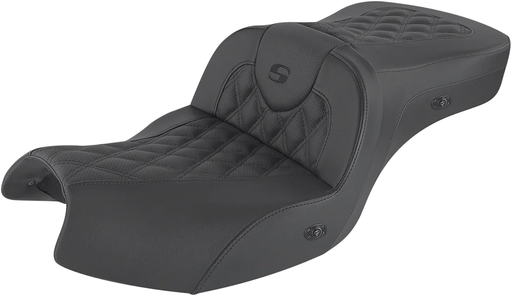 Saddlemen Roadsofa™ Seat - Without Backrest - Full Lattice Stitch - Black - Heated - GL I20-06-182HCT - Main Product View