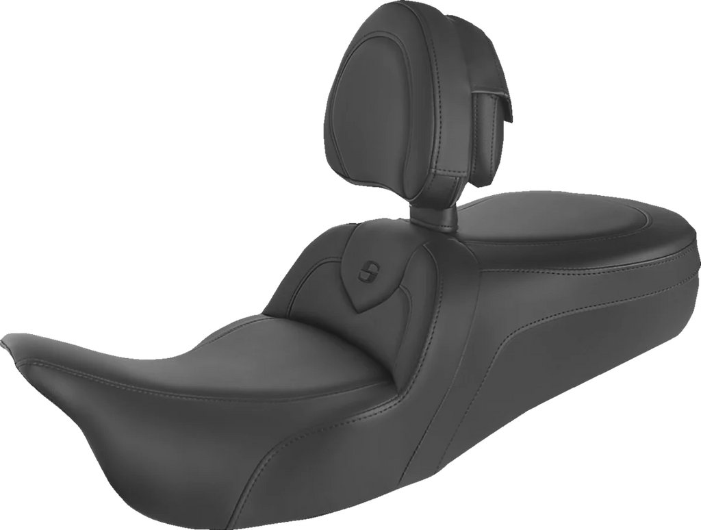 Saddlemen Roadsofa™ Seat - with Backrest - Black/Black Stitch - FLH/FLT '08-'23 808-07B-187BR - Main Product View