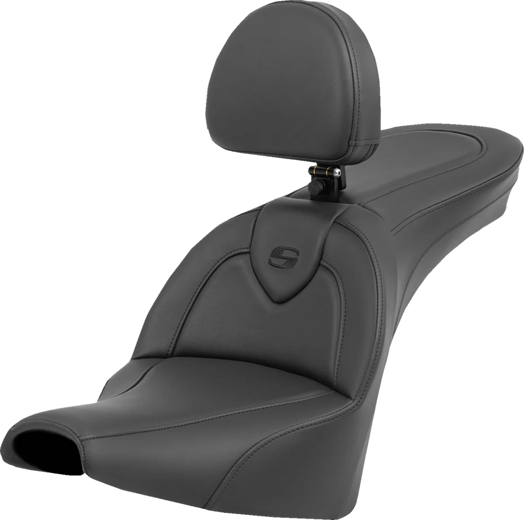 Saddlemen Roadsofa™ Seat - with Backrest - Black/Black Stitching - FXBB/FXST '18-'23 818-30-187BR - Main Product View