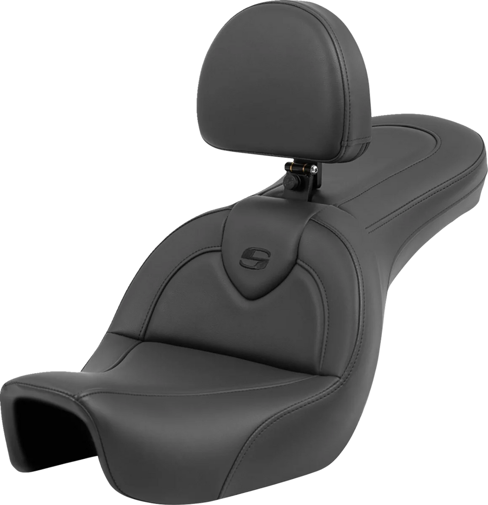 Saddlemen Roadsofa™ Seat - with Backrest - Black/Black Stitching - FXD '06-'17 806-04-187BR - Main Product View