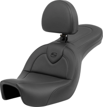 Load image into Gallery viewer, Saddlemen Roadsofa™ Seat - with Backrest - Black/Black Stitching - FXD '06-'17 806-04-187BR - Main Product View
