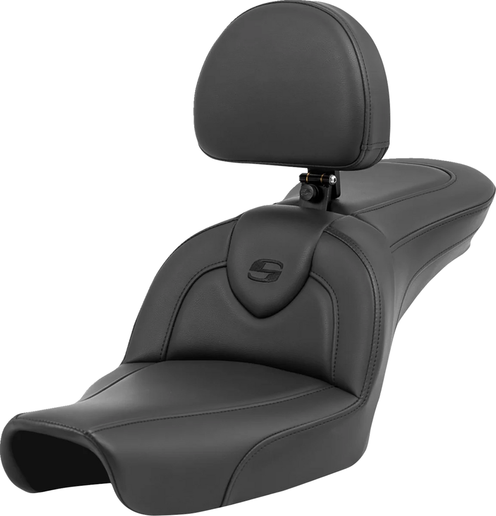 Saddlemen Roadsofa™ Seat - with Backrest - Black/Black Stitching - FXD '96-'03 896-04-187BR - Main Product View