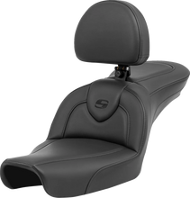 Load image into Gallery viewer, Saddlemen Roadsofa™ Seat - with Backrest - Black/Black Stitching - FXD '96-'03 896-04-187BR - Main Product View