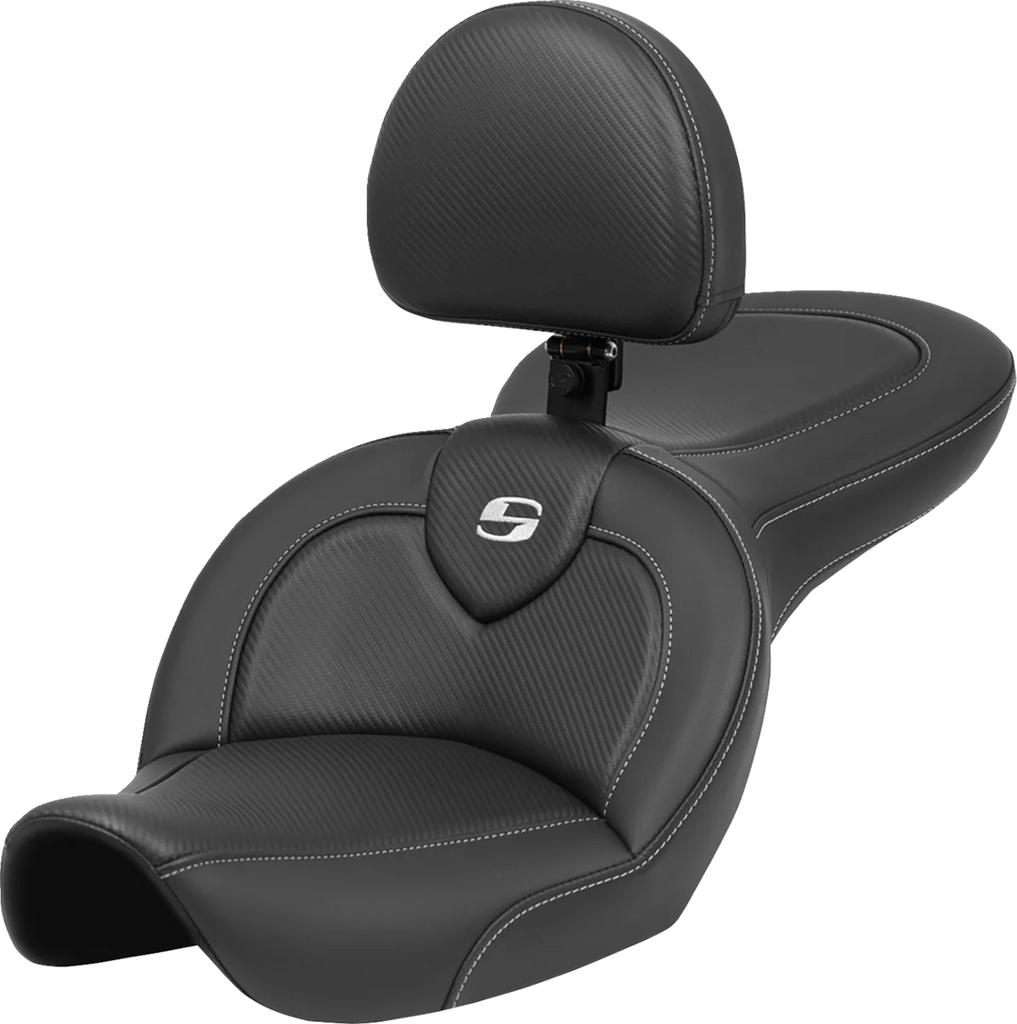 Saddlemen Roadsofa™ Seat - with Backrest - Carbon Fiber - FXDWG '96-'23 896-05-185BR - Main Product View