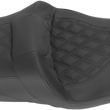 Load image into Gallery viewer, Saddlemen Roadsofa™ Seat - with Backrest - Full Lattice Stitch - Heated - '08-'23 FLH/FLT 808-07B-182BRHC - Side View