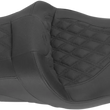 Load image into Gallery viewer, Saddlemen Roadsofa™ Seat - with Backrest - Full Lattice Stitch - Heated - '08-'23 FLH/FLT 808-07B-182BRHC - Side View