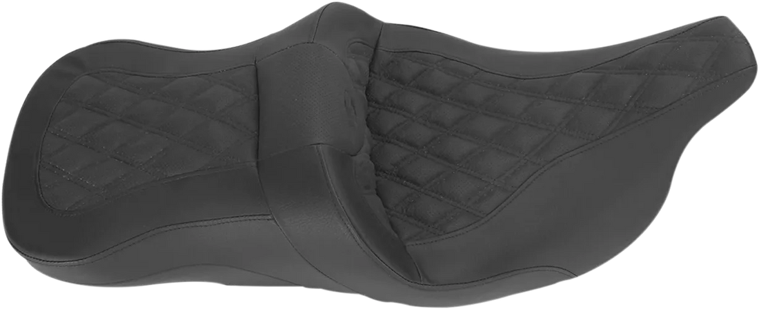 Saddlemen Roadsofa™ Seat - with Backrest - Full Lattice Stitch - Heated - '08-'23 FLH/FLT 808-07B-182BRHC - Side View
