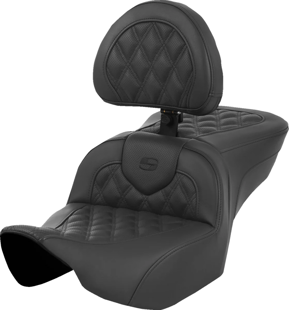 Saddlemen Roadsofa™ Seat - with Backrest - Lattice Stitch - Black - FL '23-'24 823-07-182BR - Main Product View