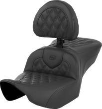 Load image into Gallery viewer, Saddlemen Roadsofa™ Seat - with Backrest - Lattice Stitch - Black - FL '23-'24 823-07-182BR - Main Product View