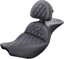 Load image into Gallery viewer, Saddlemen Roadsofa™ Seat - with Backrest - Lattice Stitch - Black - Indian '14-'23 I14-07-182BR - Main Product View