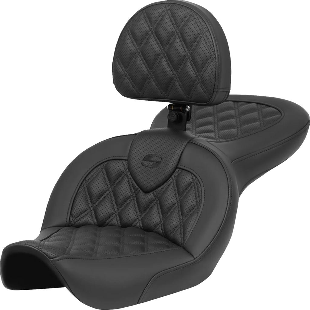 Saddlemen Roadsofa™ Seat - with Backrest - Lattice Stitch - FXDWG '96-'23 896-05-182BR - Main Product View