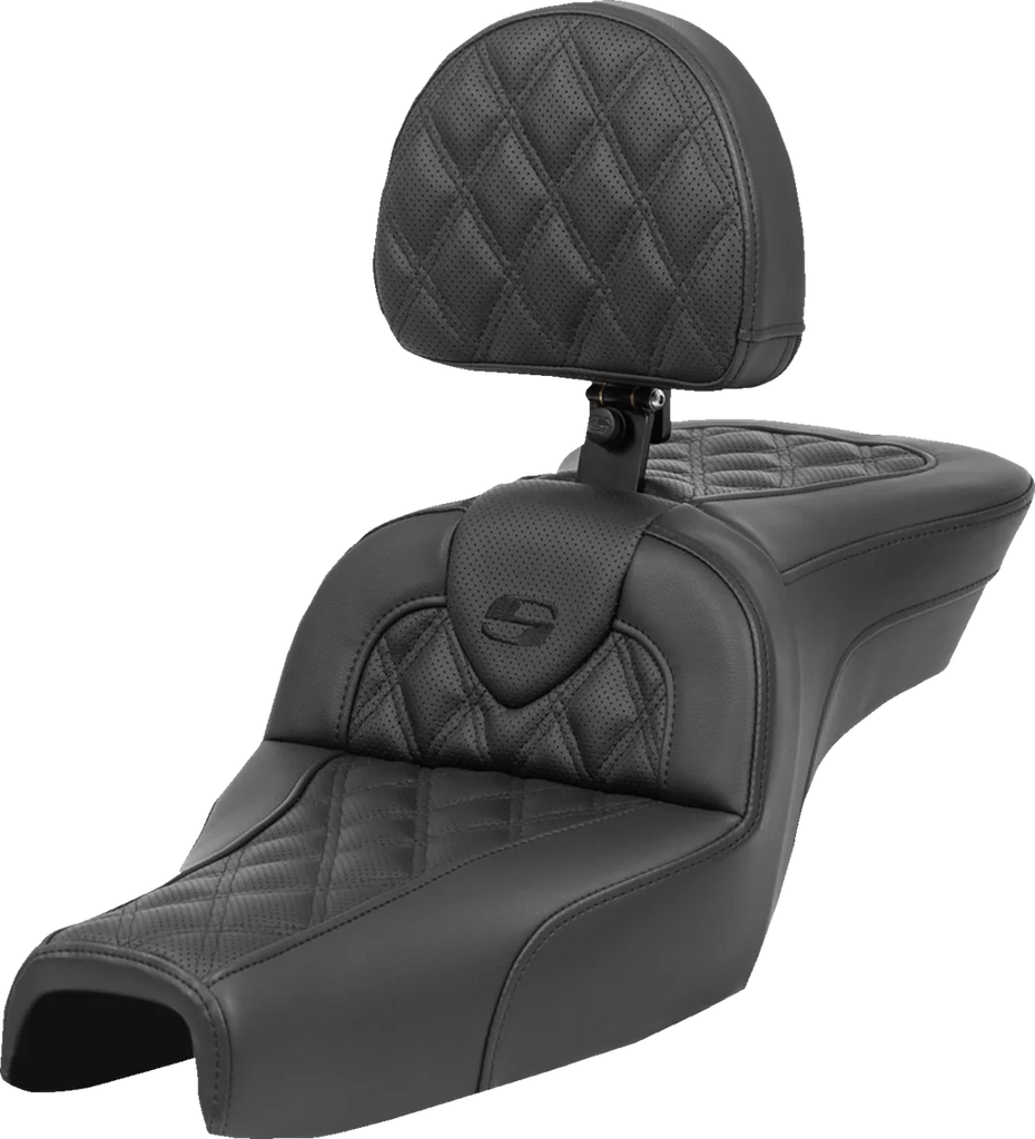 Saddlemen Roadsofa™ Seat - with Backrest - Lattice Stitch - XL '04-'22 807-03-182BR - Main Product View