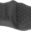 Load image into Gallery viewer, Saddlemen Roadsofa™ Seat - without Backrest - Full Lattice Stitch - Heated - '08-'23 FLH 808-07B-182HCT - Installation View