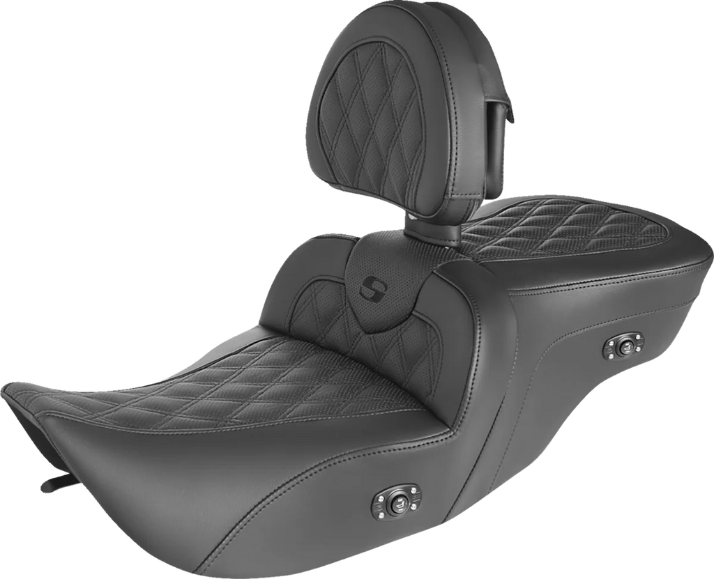 Saddlemen Roadsofa™ Seat - without Backrest - Full Lattice Stitch - Heated - '99-07 FLH 897-06-182BRHC - Main Product View