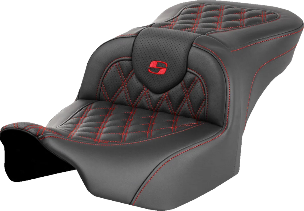 Saddlemen Roadsofa™ Seat - without Backrest - Red Lattice Stitch - FLTR/FLHX '23-'24 823-07-18204 - Main Product View