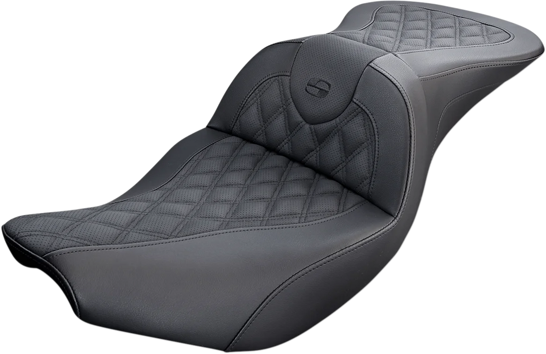Saddlemen Roadsofa™ Seat - without Backrest - Red Lattice Stitch - FLTR/FLHX '23-'24 823-07-18204 - Side View