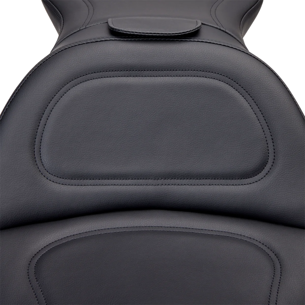 Saddlemen Seat - Explorer™ - With Backrest - Stitched - Black - FL/FX '06-'17 806-12-030 - Side View