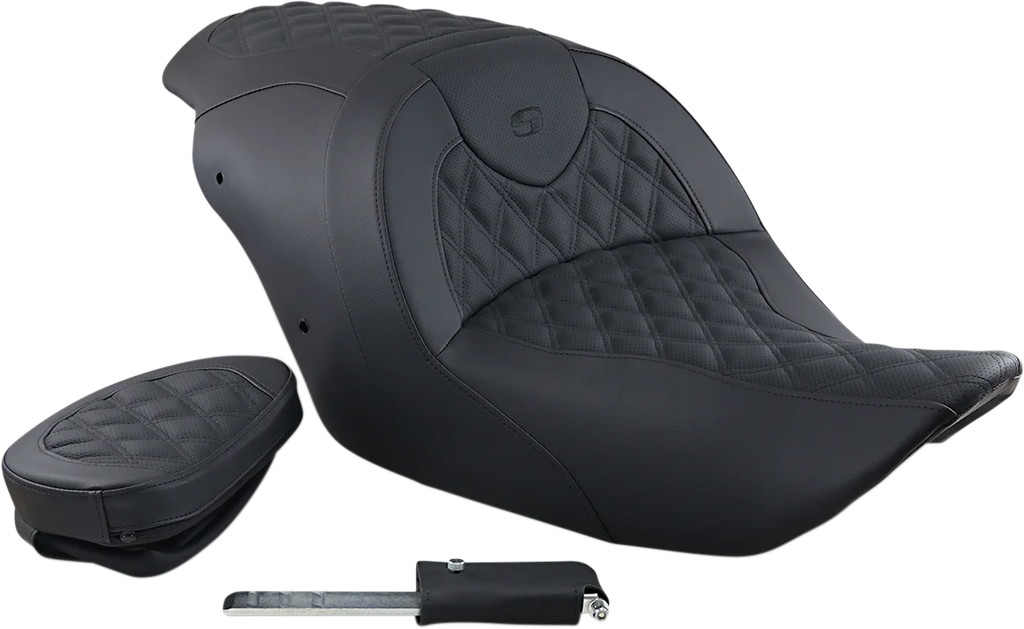 Saddlemen Seat - Roadsofa™ - Without Backrest - Full Lattice Stitch - Black H88-07-182 - Side View
