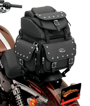 Load image into Gallery viewer, Saddlemen Sissy Bar Bag - Black Studded - Installation View