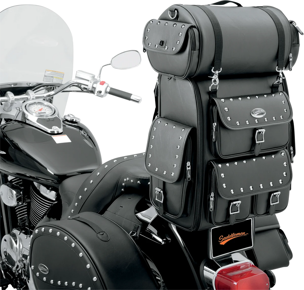 Saddlemen Sissy Bar Bag - Desperado - Black Studded EX000263 - Back View