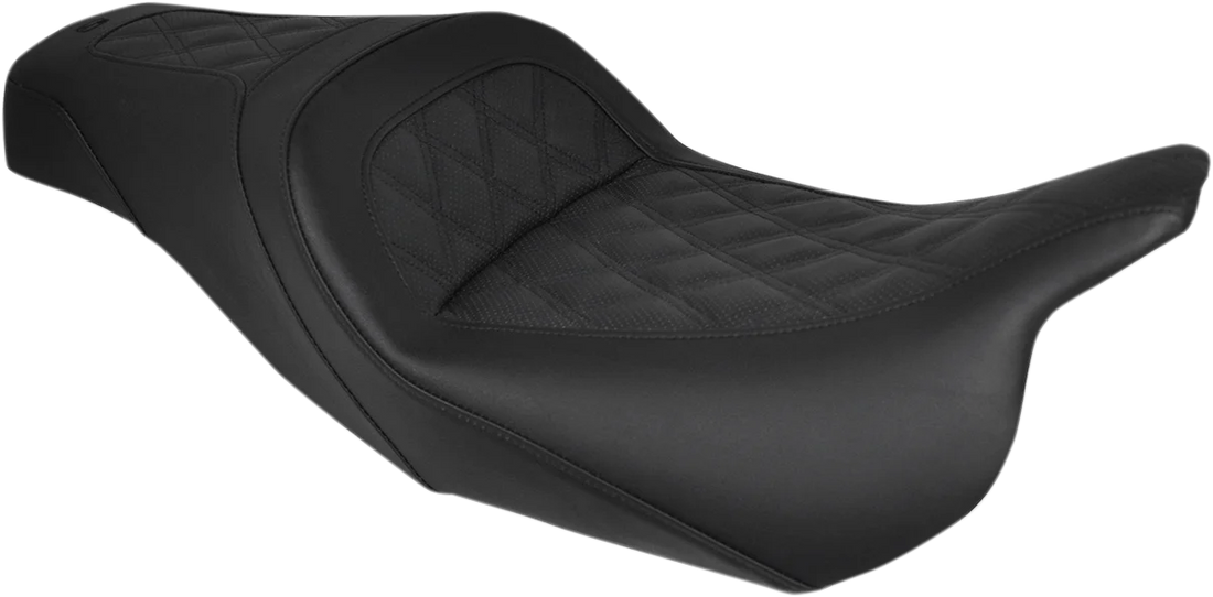 Saddlemen Slim Seat - Black - Lattice Stitch - '08-'23 FL 808-07B-162 - Side View