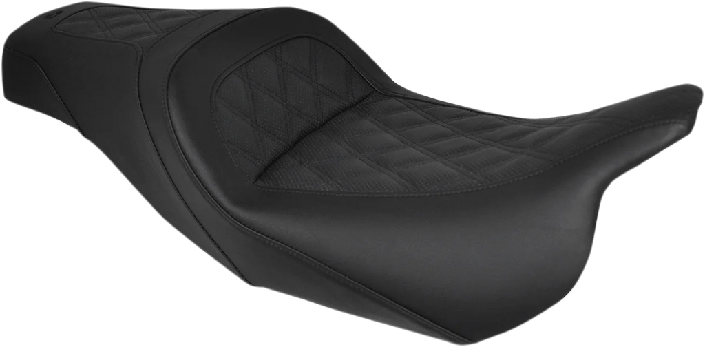 Saddlemen Slim Seat - Black - Lattice Stitch - '08-'23 FL 808-07B-162 - Side View